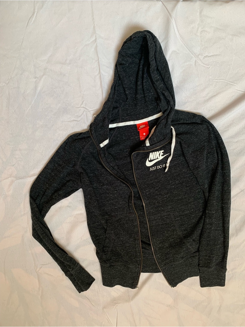 Nike Vintage Just Do It Women's Charcoal Gray Zip Hoodie - Casual Pullover
